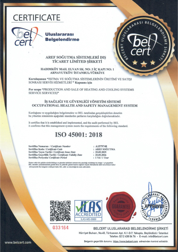 Aref Soğutma ISO 45001.2018