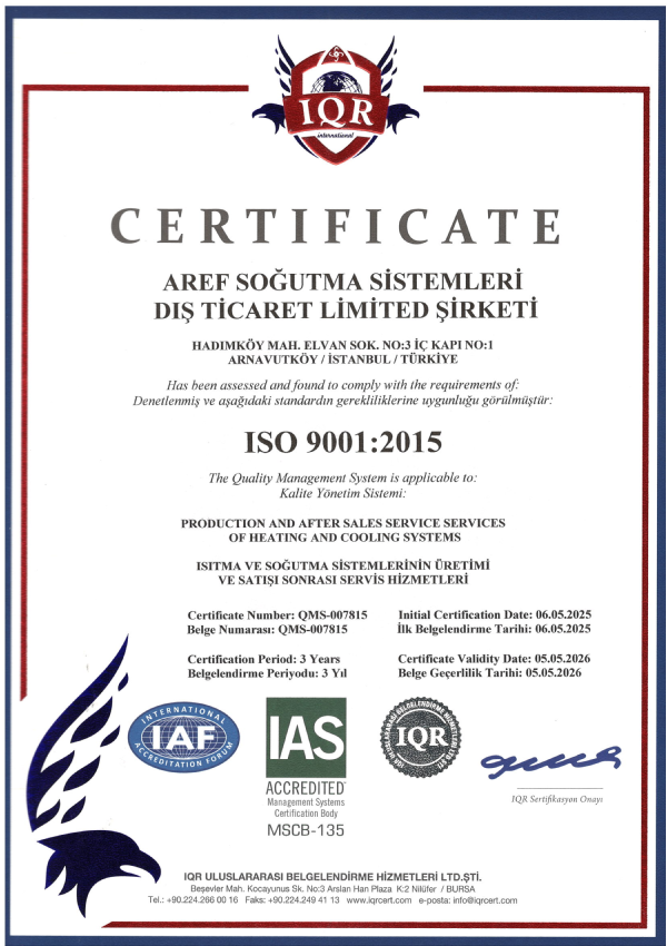 Aref Soğutma ISO 9001.2015