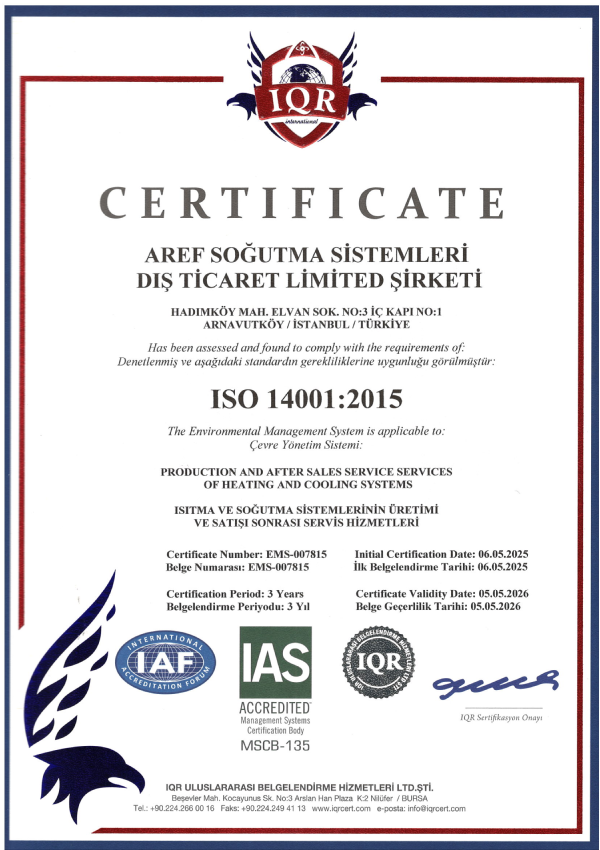 Aref Soğutma ISO 14001.2015